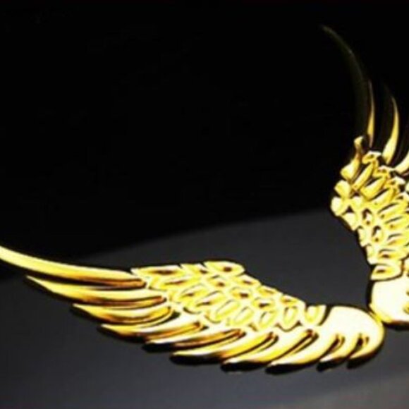 New Pair of Gold Metal Angel Wing Emblems - Picture 4 of 9